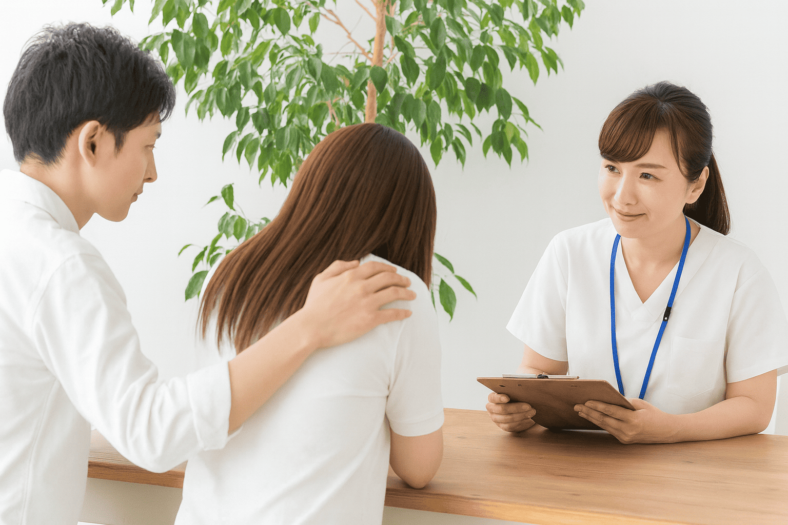 保護者が福祉スタッフに相談している様子